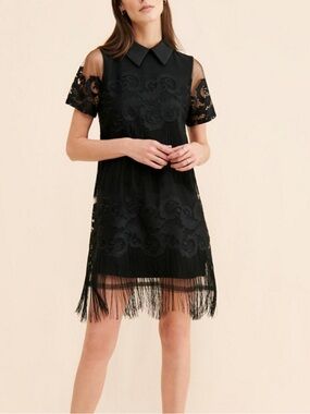 VGUC Maeve by Anthropologie Twofer Fringe Mini Dress. Size Small